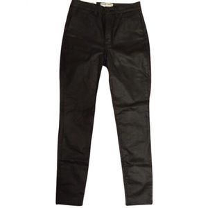 AMERICAN APPAREL BLACK COATED WAXED PENCIL PANTS